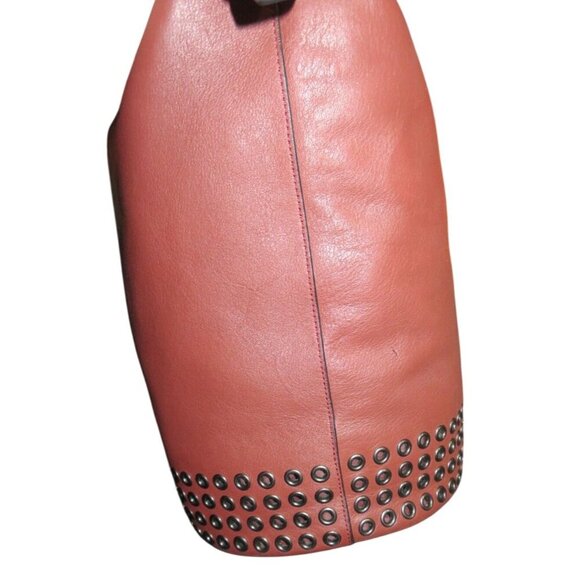 Coach 2014 Bleecker Maroon Leather Grommet Embellished Crossbody Bucket Bag - Picture 3 of 11